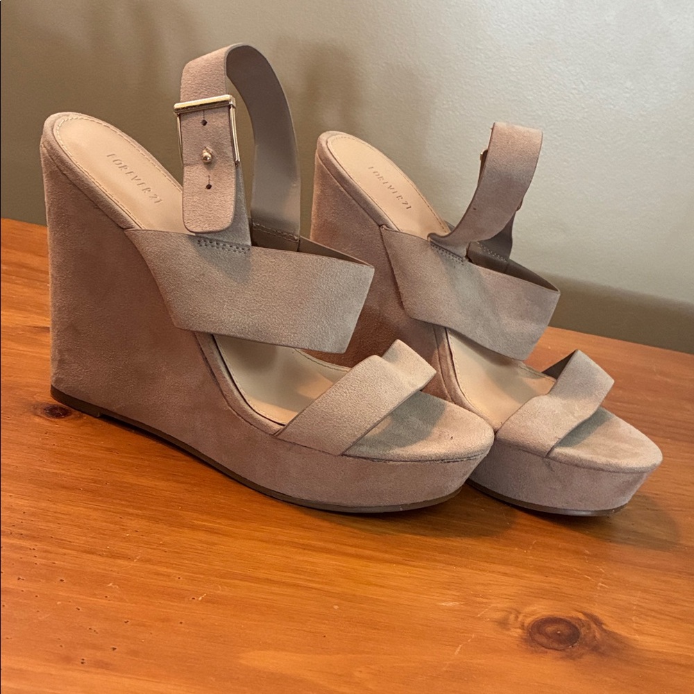 Forever 21 Taupe Wedge Sandals